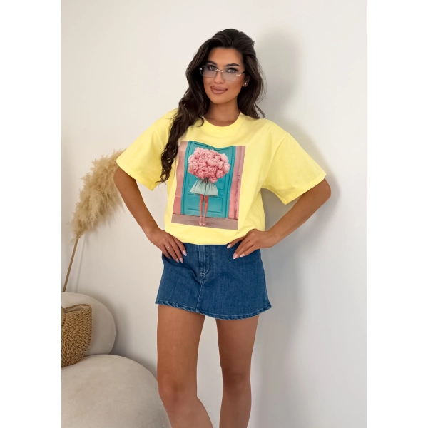 T-shirt damski oversize z nadrukiem – bawełniana koszulka premium